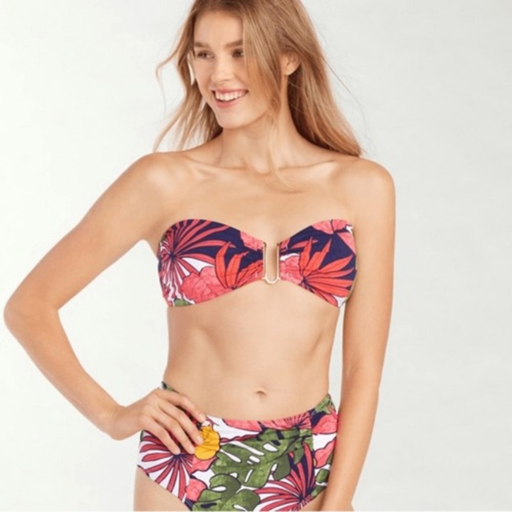 Tommy Bahama Remy Molded Cup Bandeau U-Ring Bikini‎ Top Multicolor Medium NWT